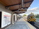 Amtrak Shuttle Train # 417 arriving into Wallingford Station with Ex-Metroliner Cab Car # 9636 doing the honors